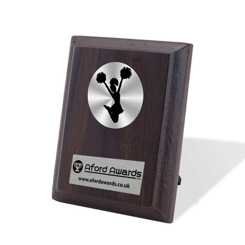 Cheerleading Walnut Plaque with Strut