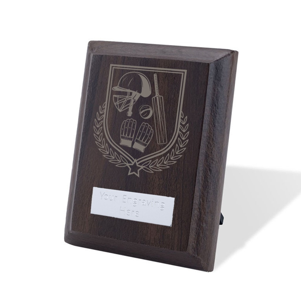 UV Colour Printed Cricket Walnut Plaque with Strut