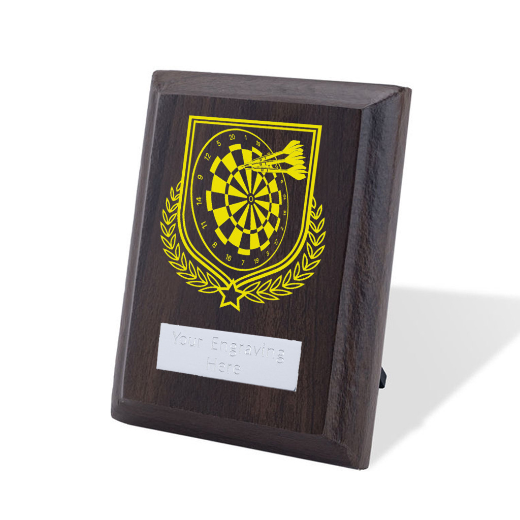 UV Colour Printed Darts Walnut Plaque with Strut