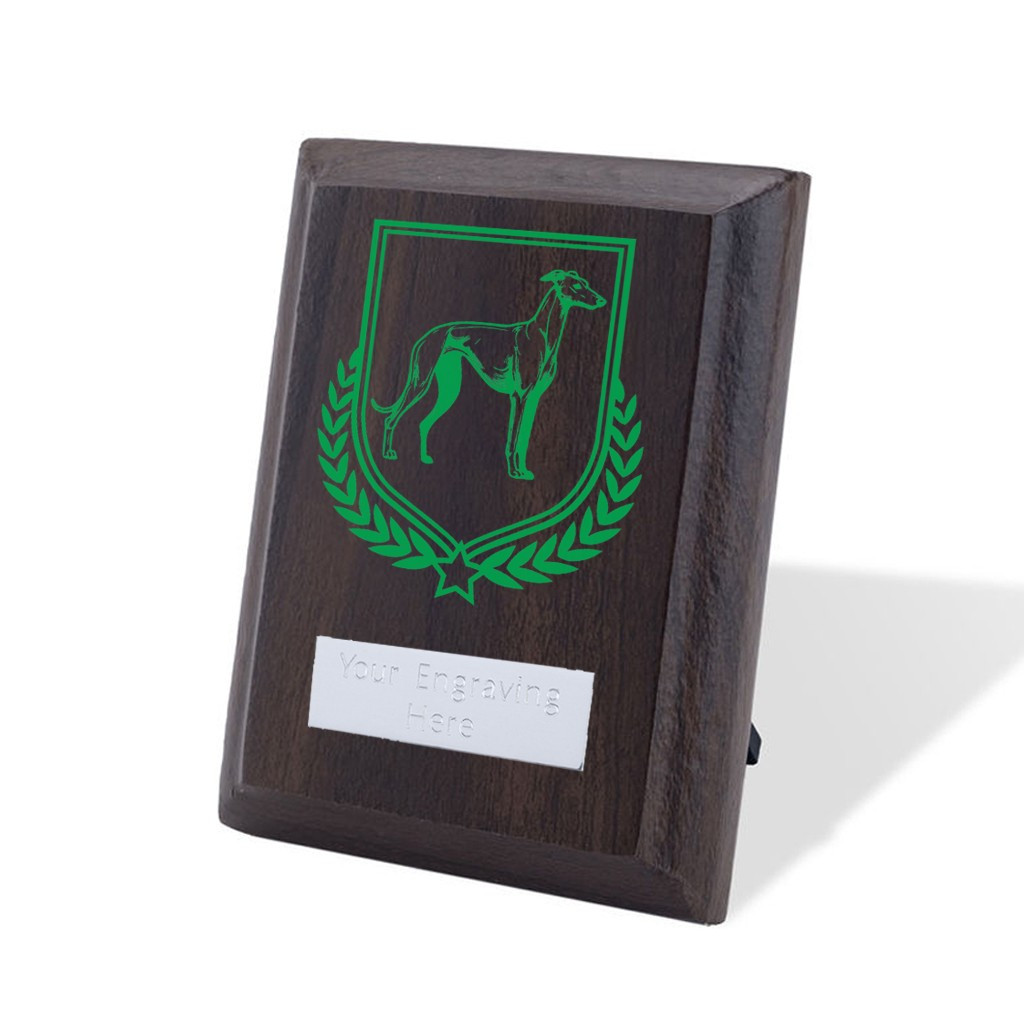 UV Colour Printed Dog Walnut Plaque with Strut