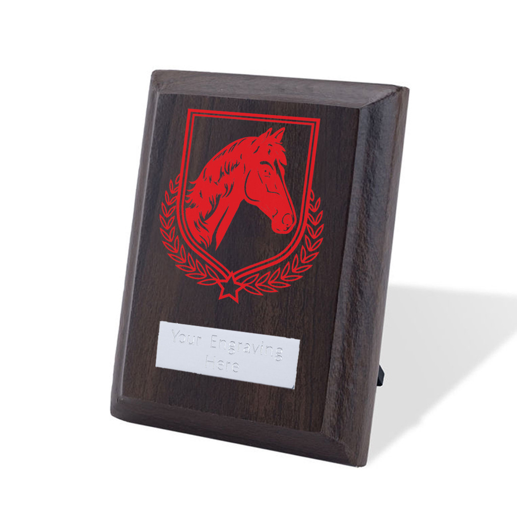 UV Colour Printed Equestrian Walnut Plaque with Strut