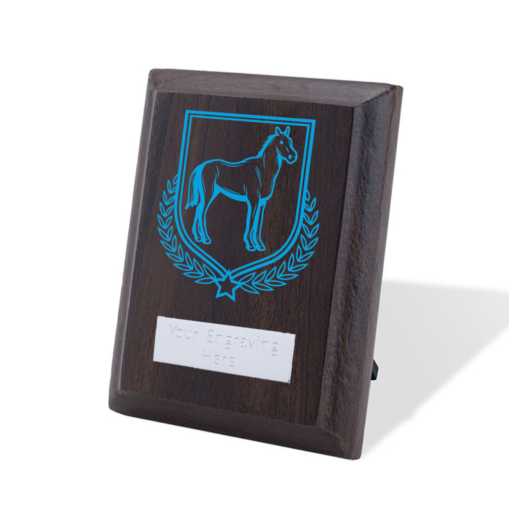 UV Colour Printed Equestrian Walnut Plaque with Strut