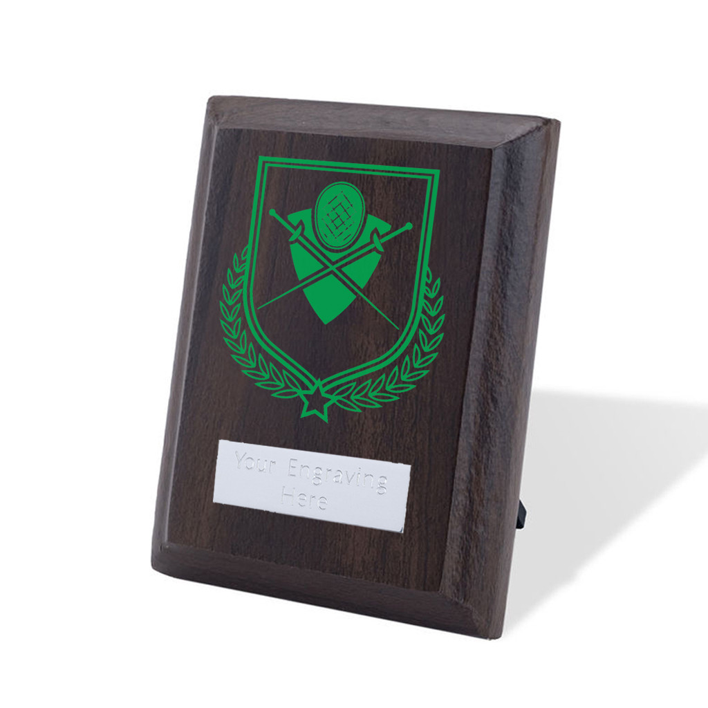 UV Colour Printed Fencing Walnut Plaque with Strut