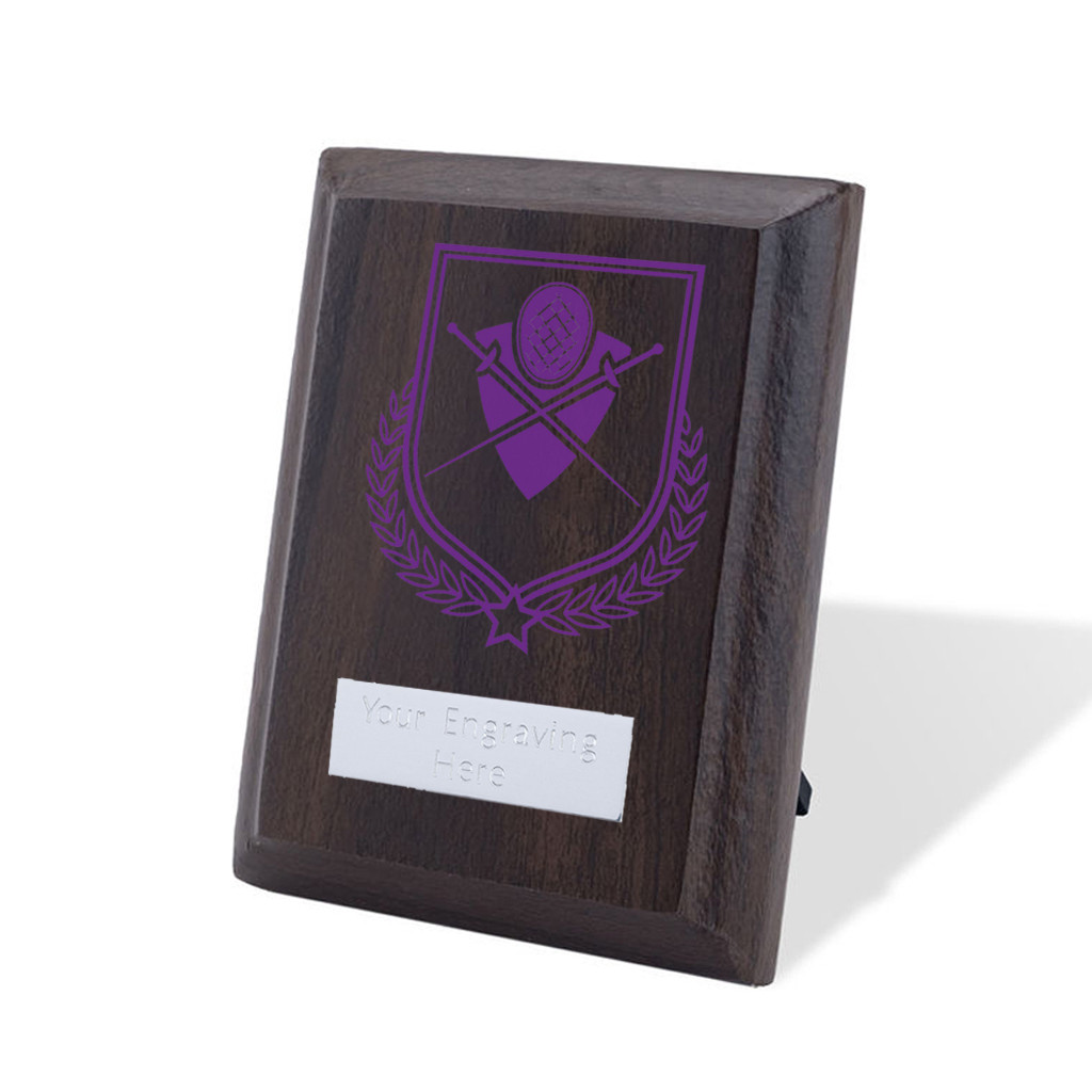 UV Colour Printed Fencing Walnut Plaque with Strut
