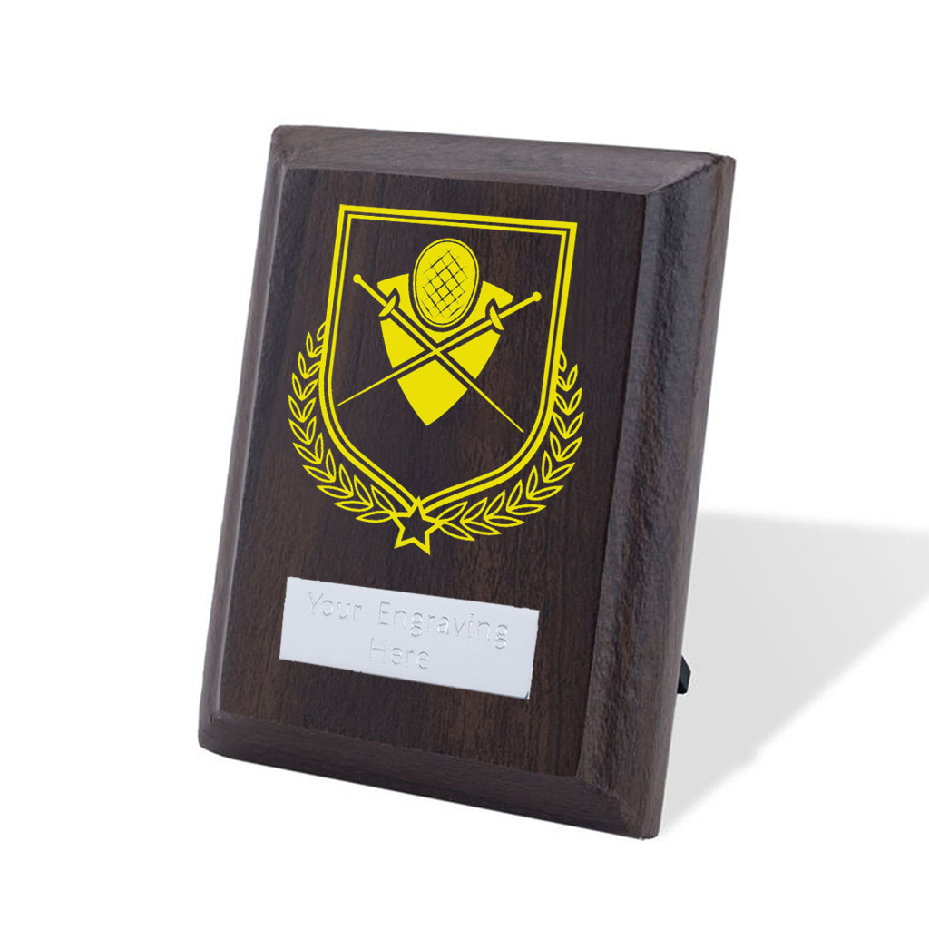 UV Colour Printed Fencing Walnut Plaque with Strut