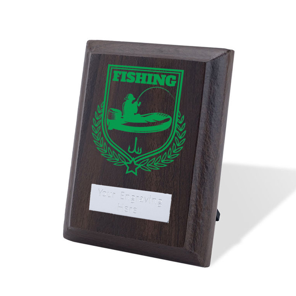 UV Colour Printed Fishing Walnut Plaque with Strut