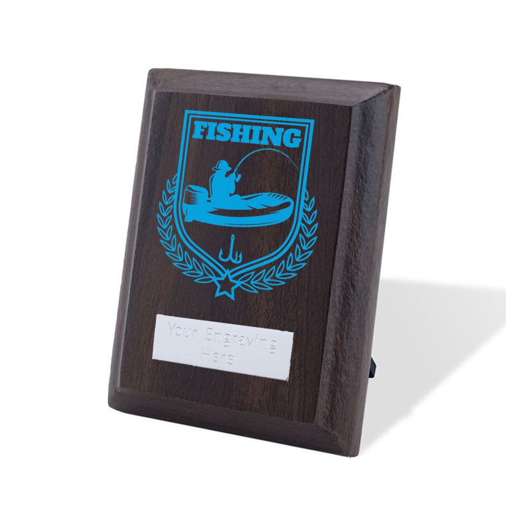 UV Colour Printed Fishing Walnut Plaque with Strut
