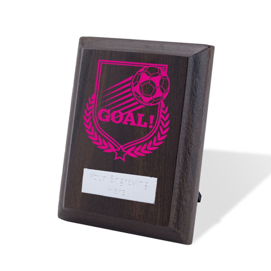 UV Colour Printed Football 'Goal!' Walnut Plaque with Strut