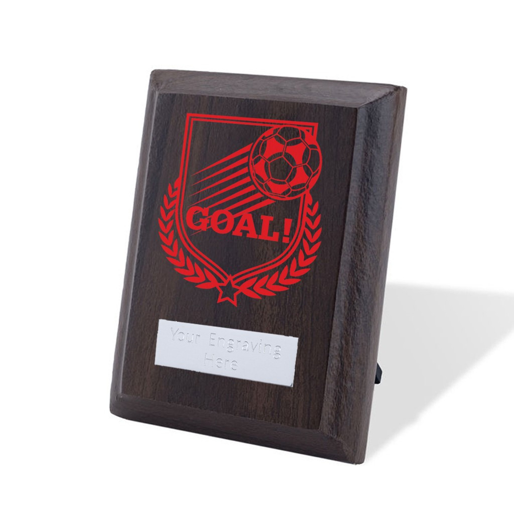 UV Colour Printed Football 'Goal!' Walnut Plaque with Strut