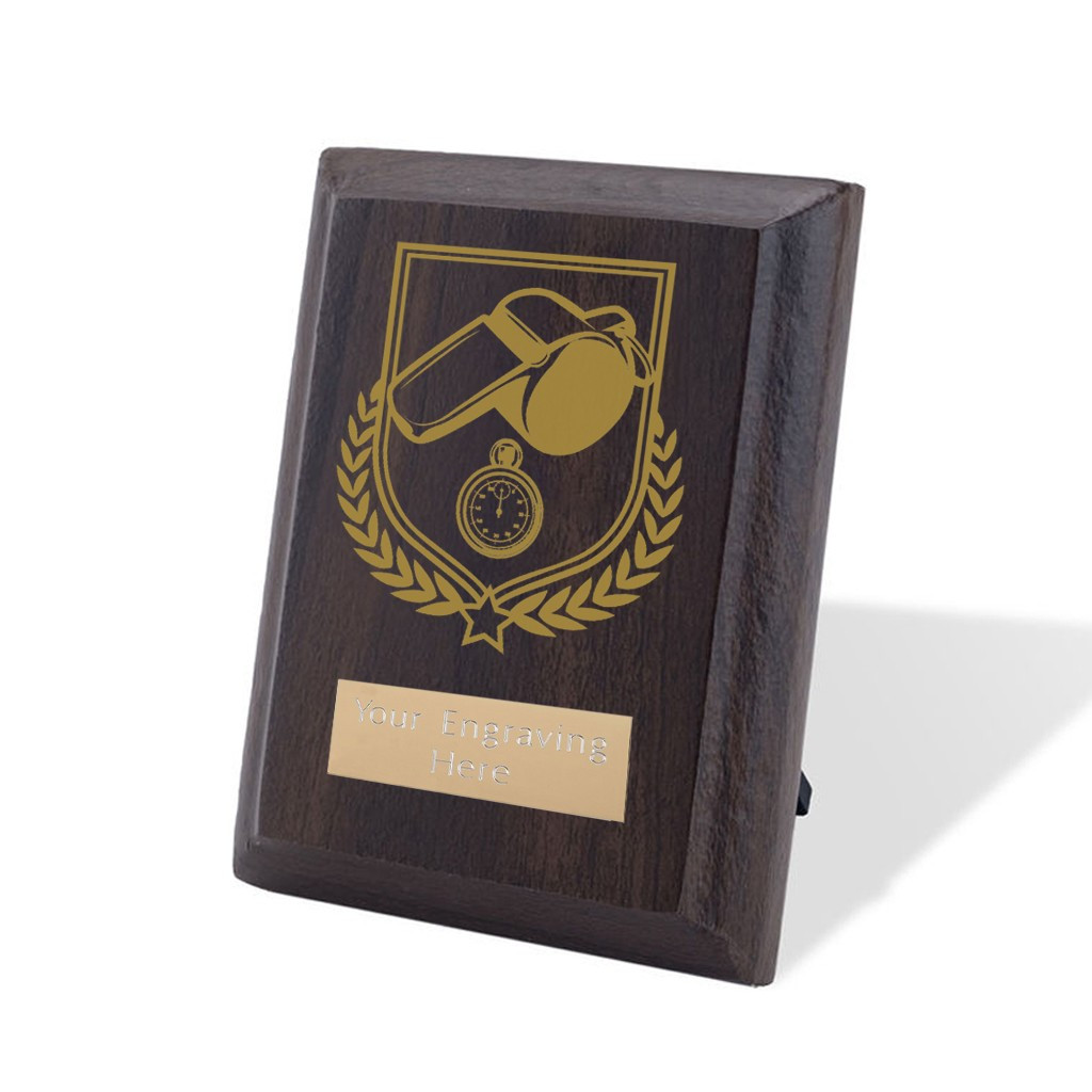 UV Colour Printed Football Referee Walnut Plaque with Strut
