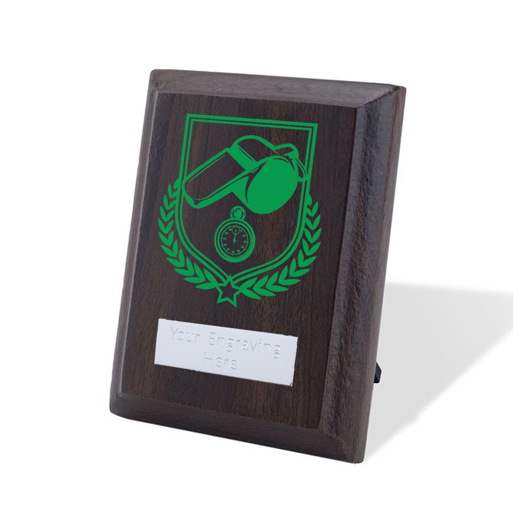 UV Colour Printed Football Referee Walnut Plaque with Strut