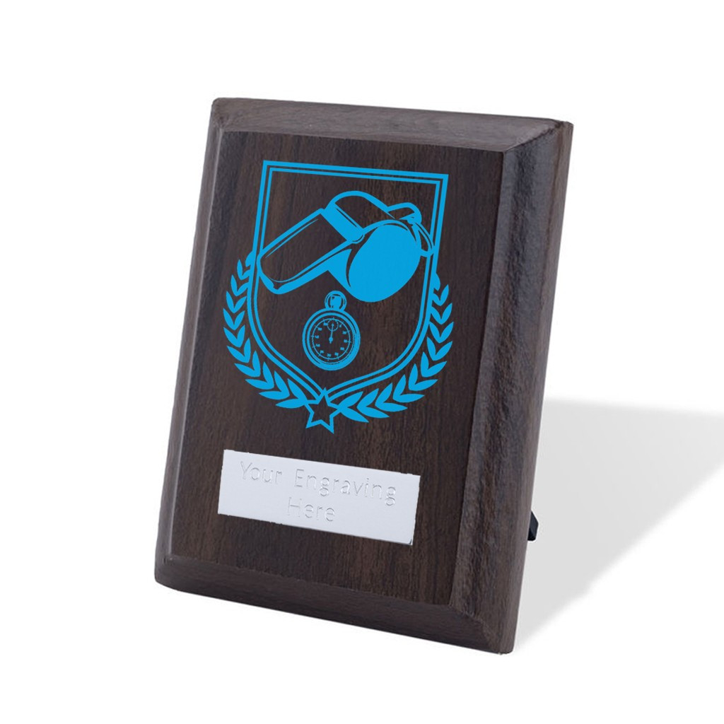 UV Colour Printed Football Referee Walnut Plaque with Strut