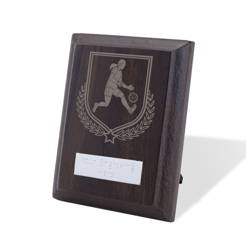 UV Colour Printed Gaelic Football Walnut Plaque with Strut