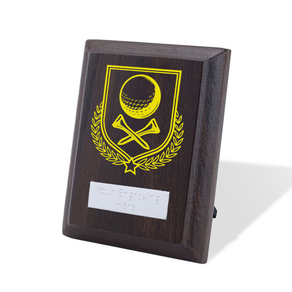 UV Colour Printed Golf Walnut Plaque with Strut