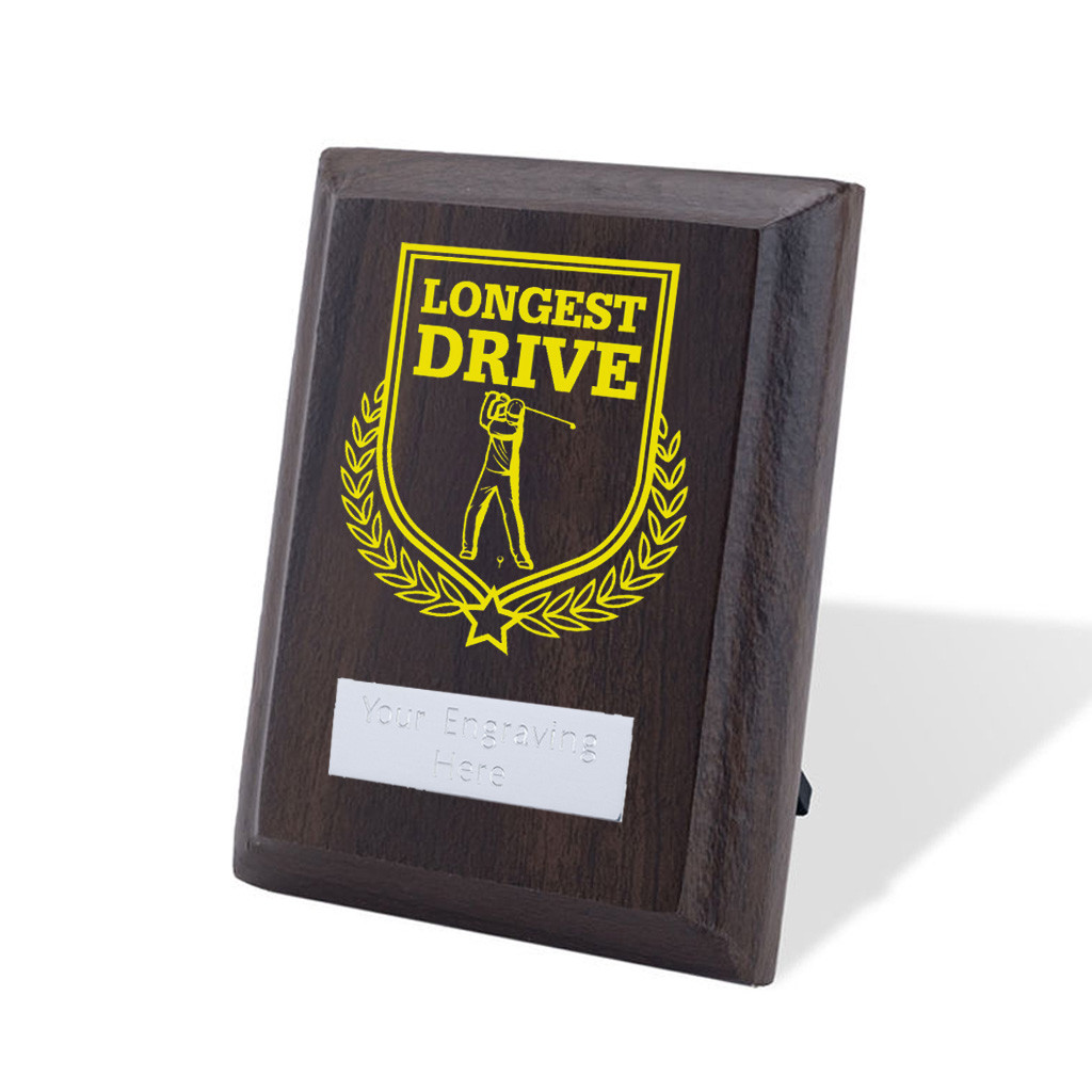 UV Colour Printed Longest Drive Walnut Plaque with Strut