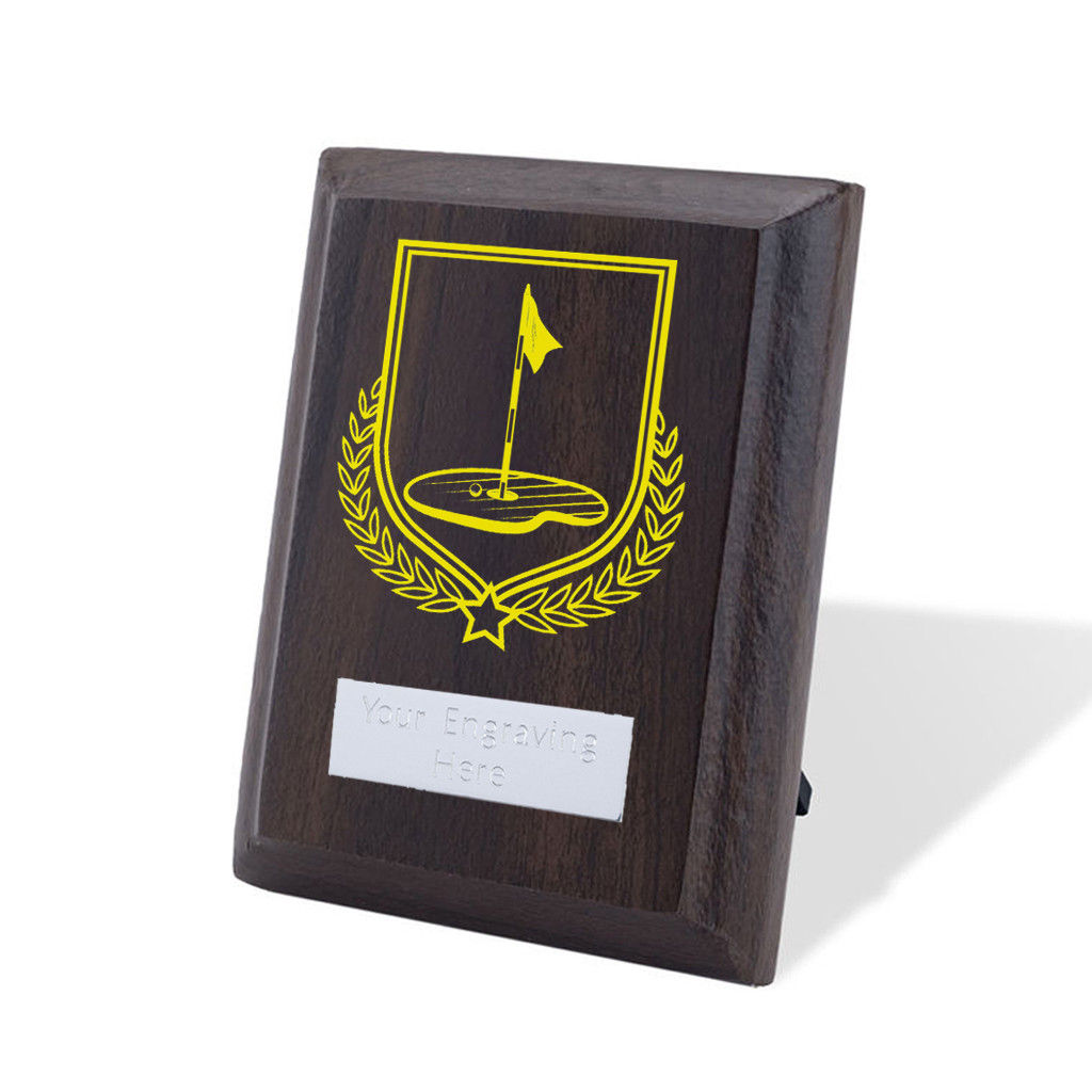 UV Colour Printed Golf Walnut Plaque with Strut