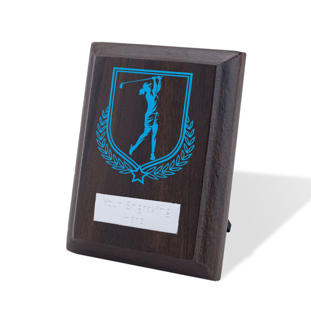 UV Colour Printed Golf Walnut Plaque with Strut