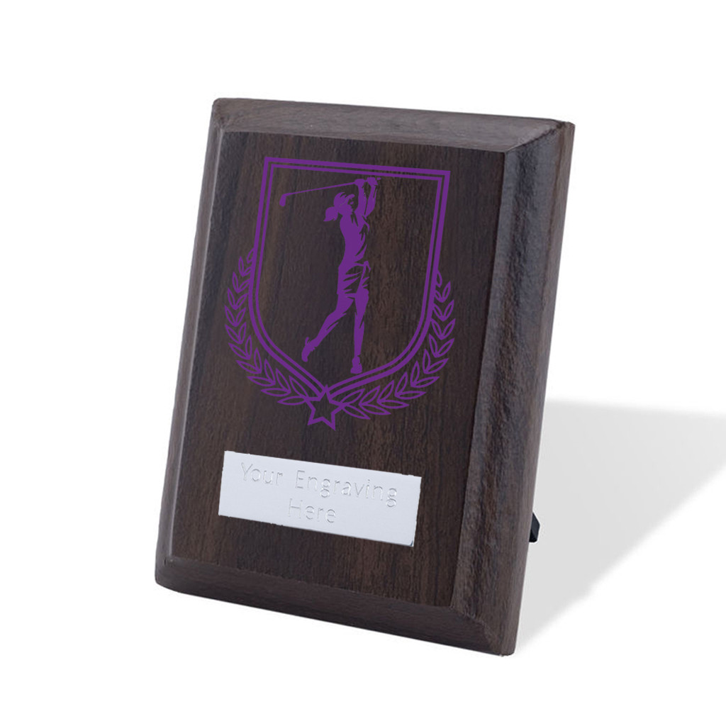 UV Colour Printed Golf Walnut Plaque with Strut