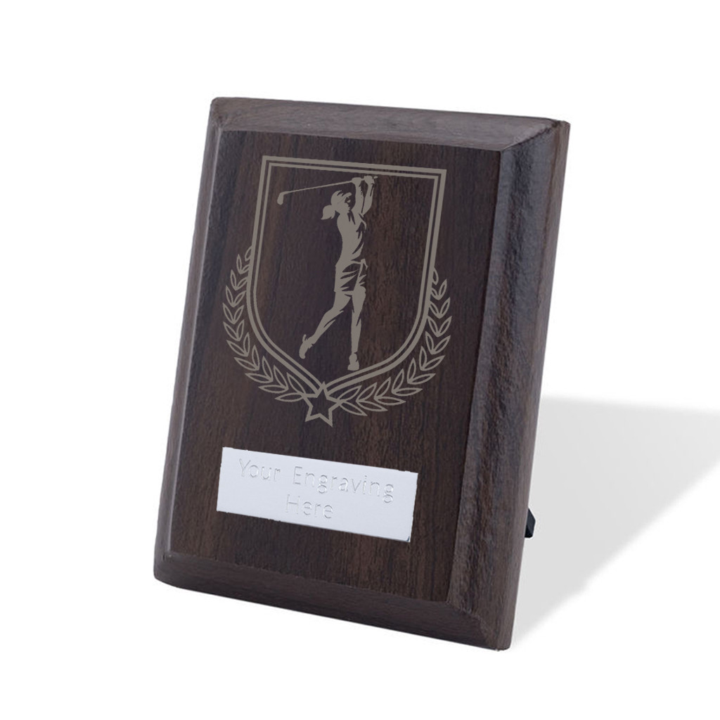 UV Colour Printed Golf Walnut Plaque with Strut