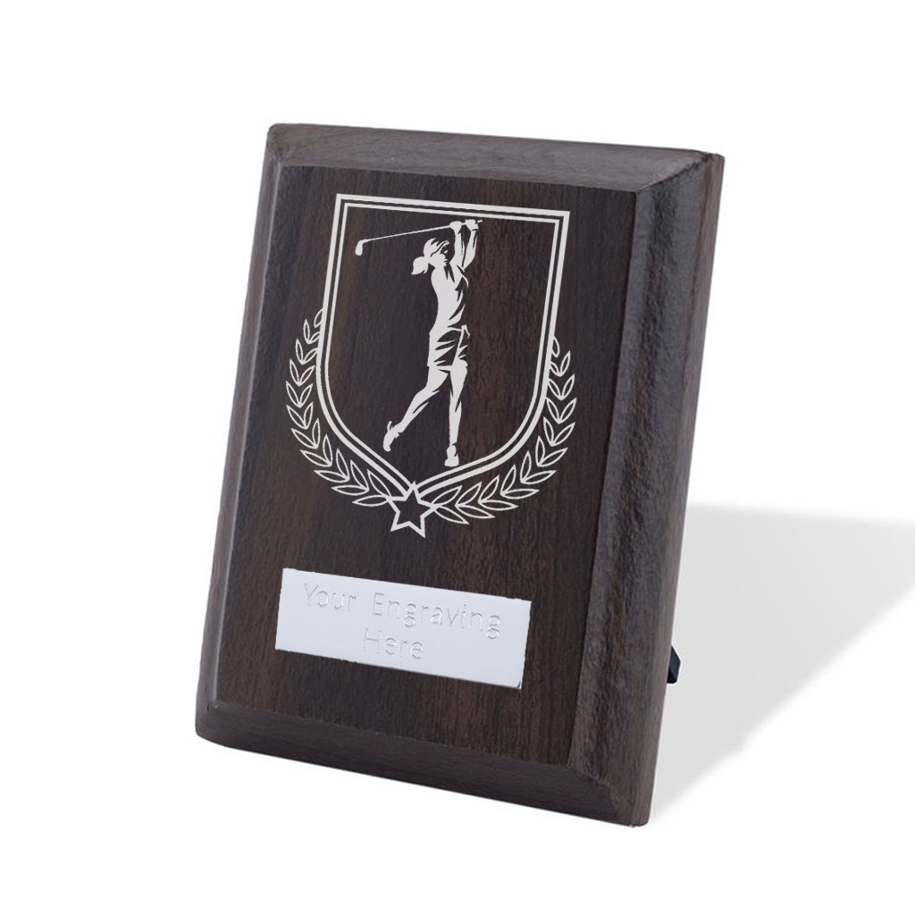 UV Colour Printed Golf Walnut Plaque with Strut