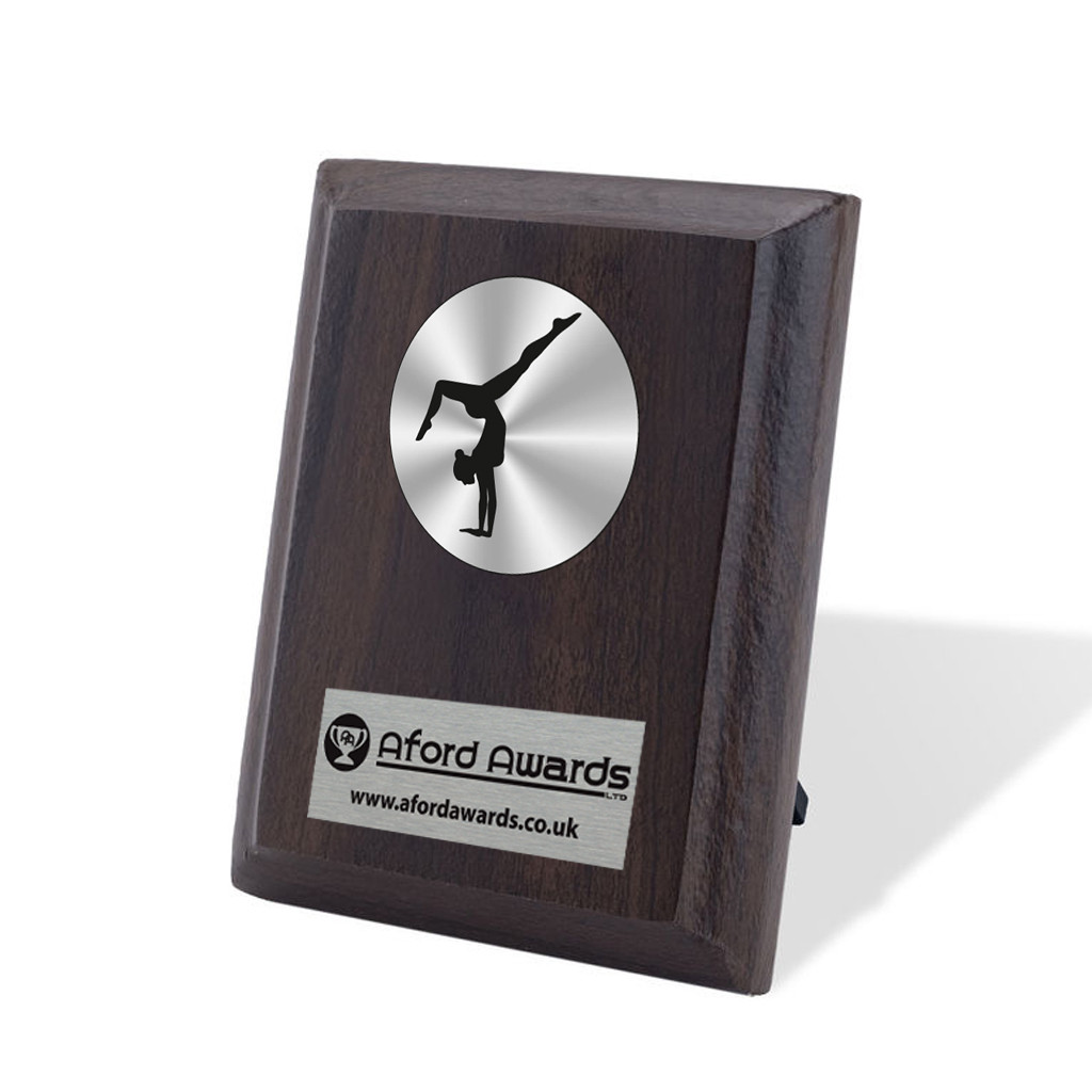 Gymnastics Walnut Plaque with Strut