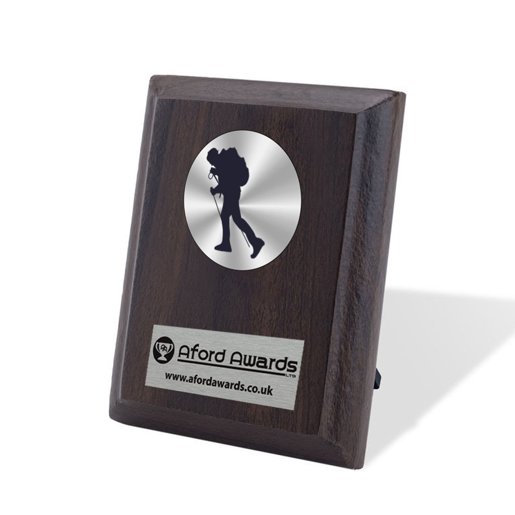 Hiking Walnut Plaque with Strut