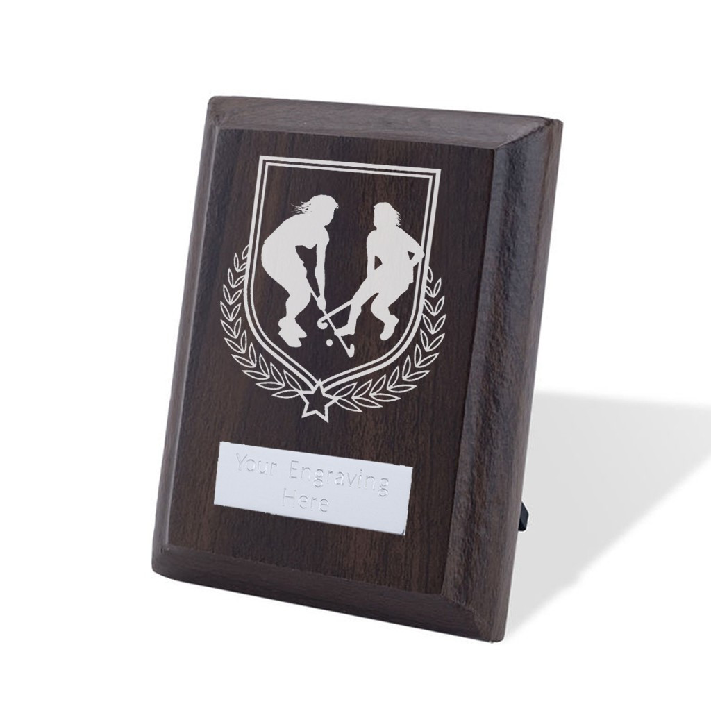 UV Colour Printed Hockey Walnut Plaque with Strut