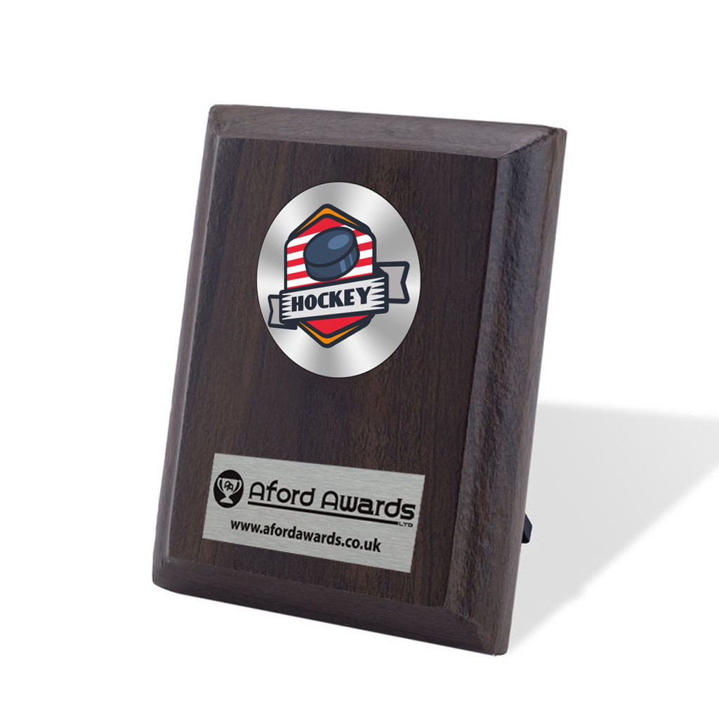 Hockey Walnut Plaque with Strut
