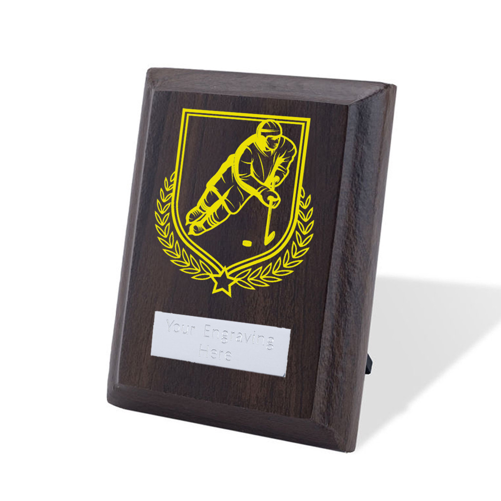 UV Colour Printed Ice Hockey Walnut Plaque with Strut