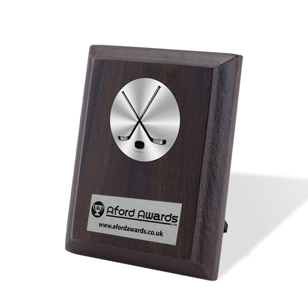 Ice Hockey Walnut Plaque with Strut
