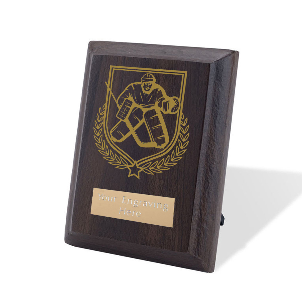 UV Colour Printed Ice Hockey Walnut Plaque with Strut