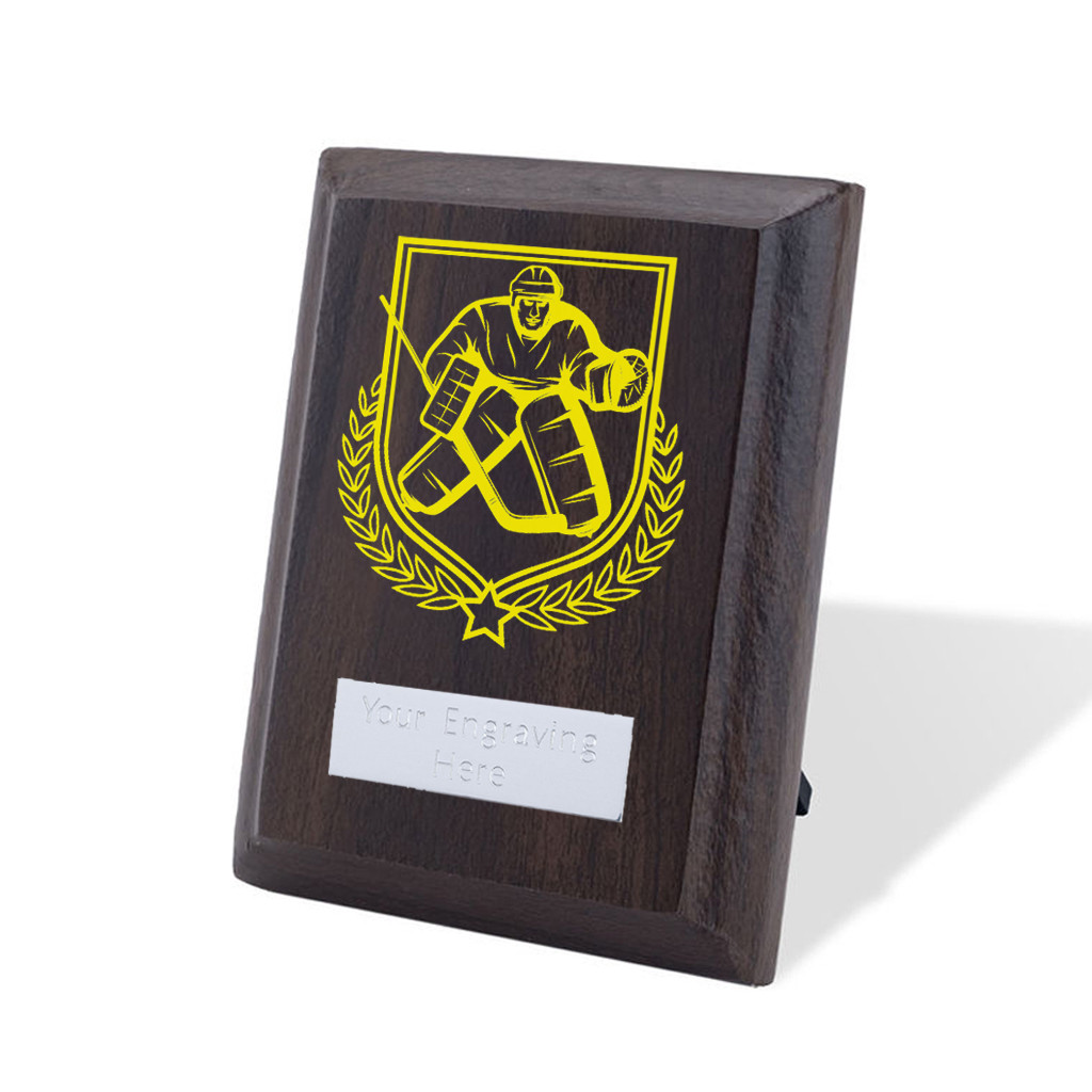 UV Colour Printed Ice Hockey Walnut Plaque with Strut