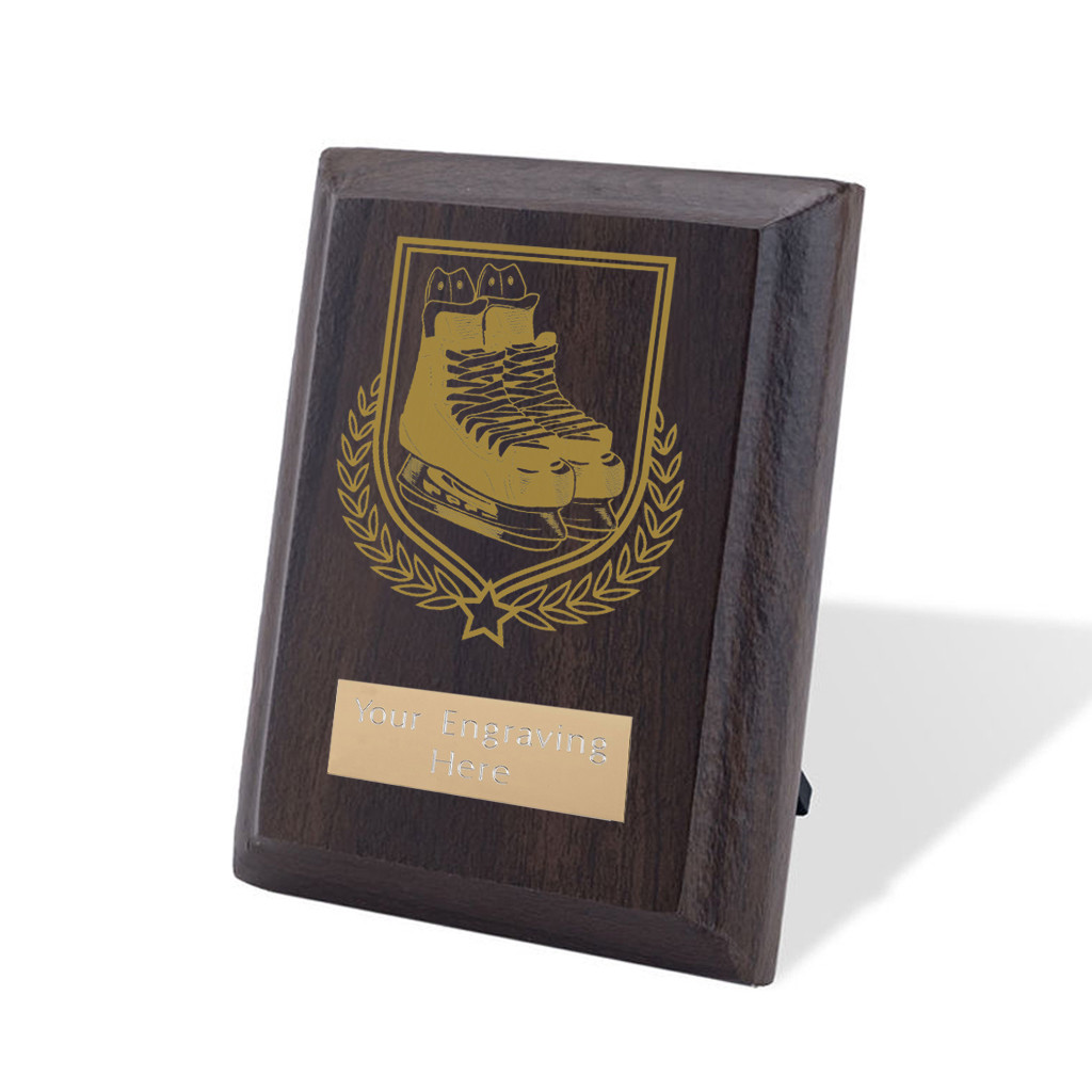 UV Colour Printed Ice Hockey Walnut Plaque with Strut