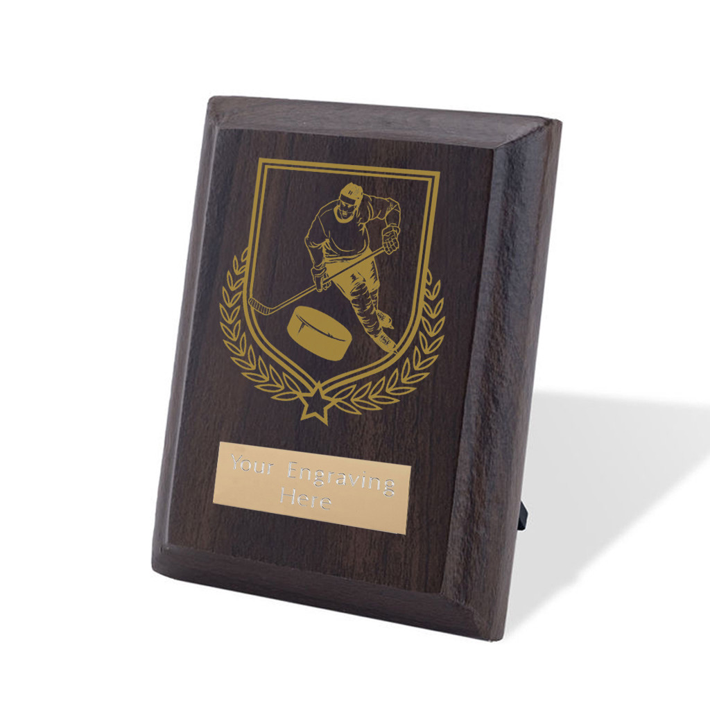 UV Colour Printed Ice Hockey Walnut Plaque with Strut