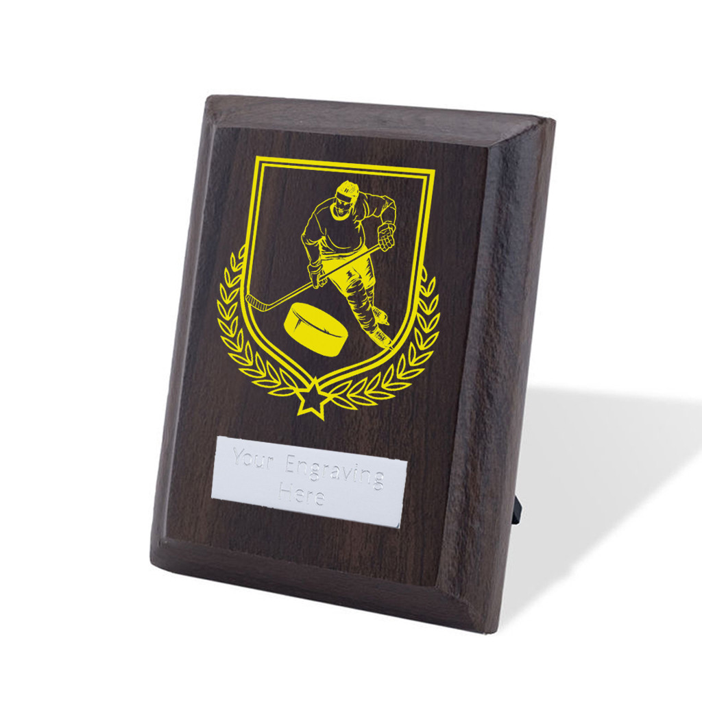 UV Colour Printed Ice Hockey Walnut Plaque with Strut