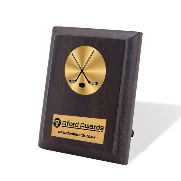 Ice Hockey Walnut Plaque with Strut