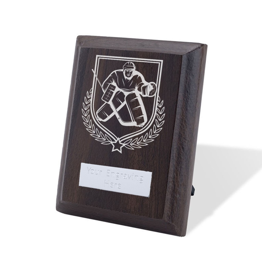 UV Colour Printed Ice Hockey Walnut Plaque with Strut