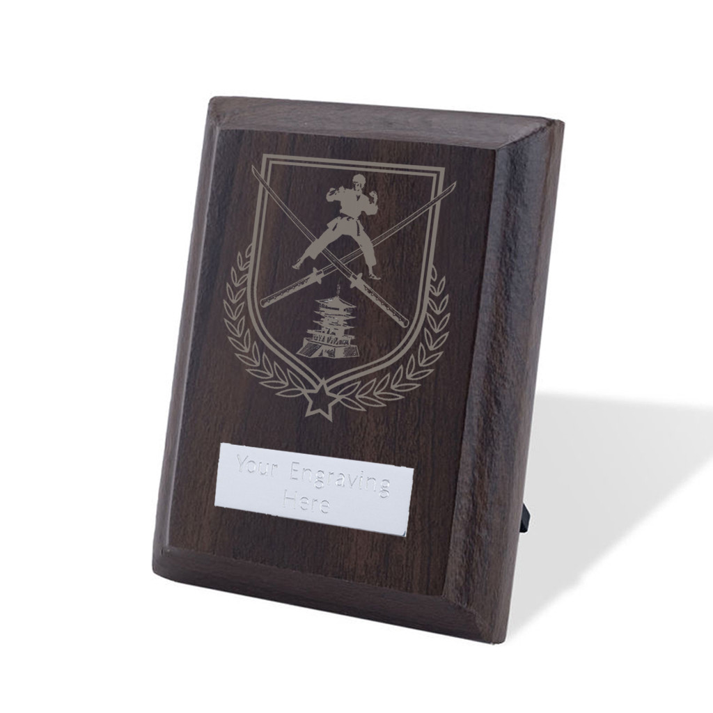 UV Colour Printed Martial Arts Walnut Plaque with Strut