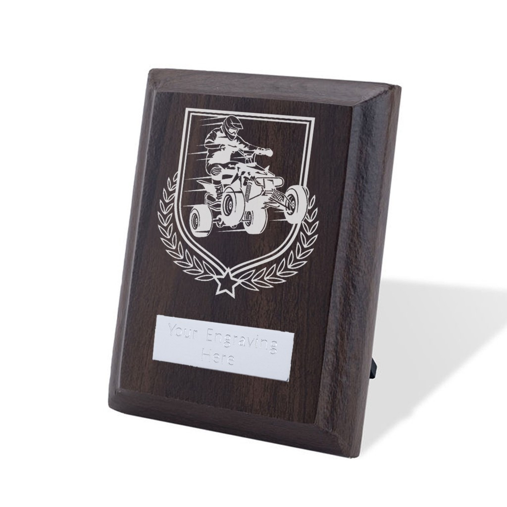 UV Colour Printed Motorsport Walnut Plaque with Strut