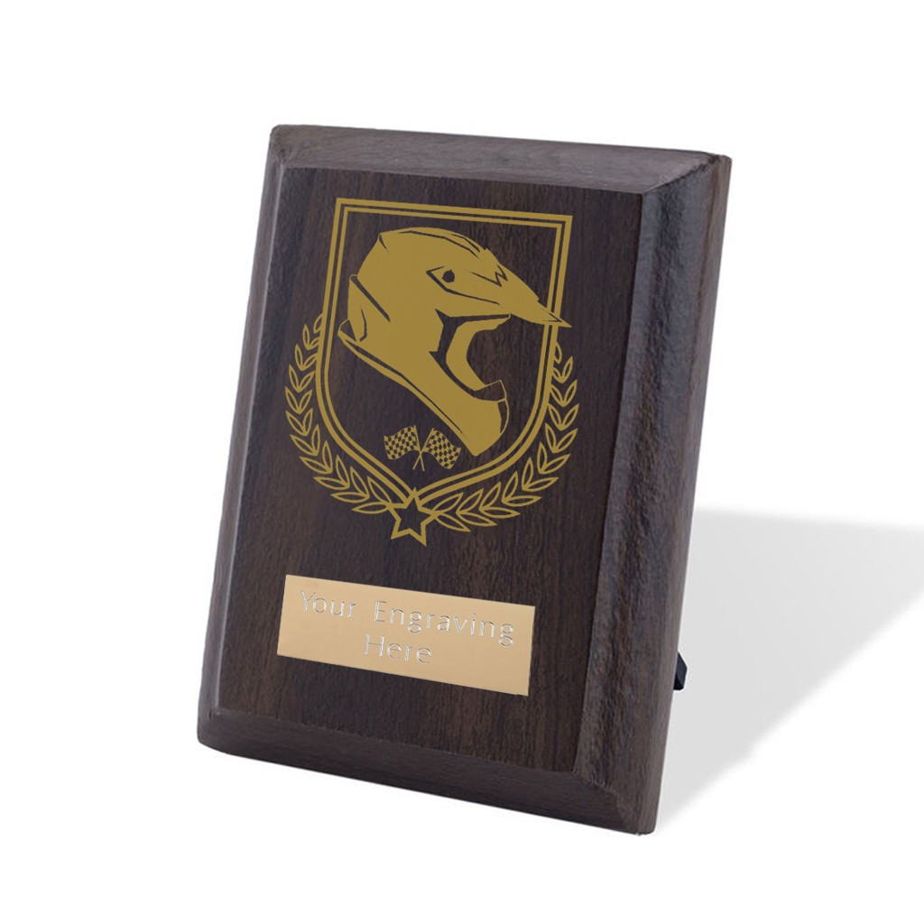 UV Colour Printed Motorsport Walnut Plaque with Strut