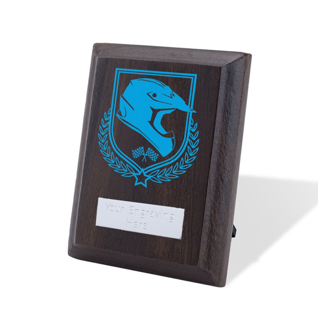 UV Colour Printed Motorsport Walnut Plaque with Strut