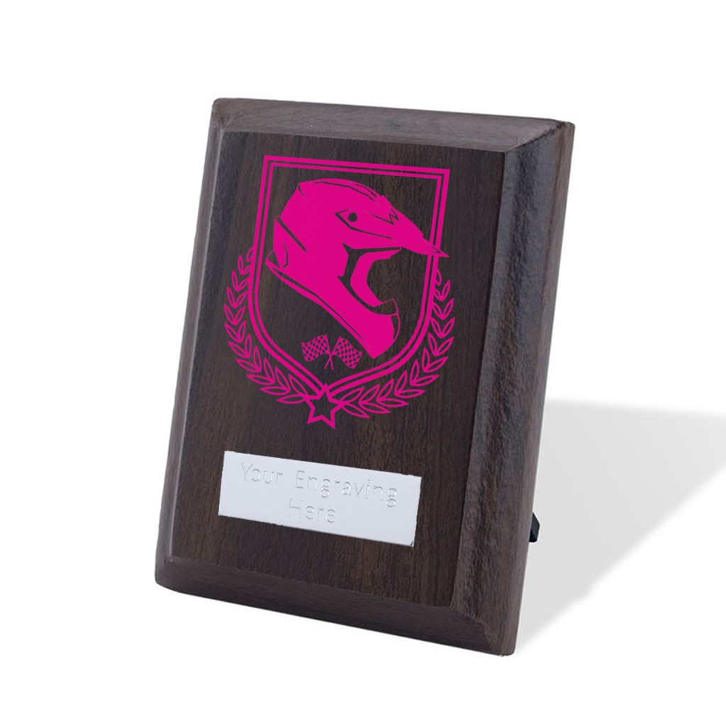 UV Colour Printed Motorsport Walnut Plaque with Strut