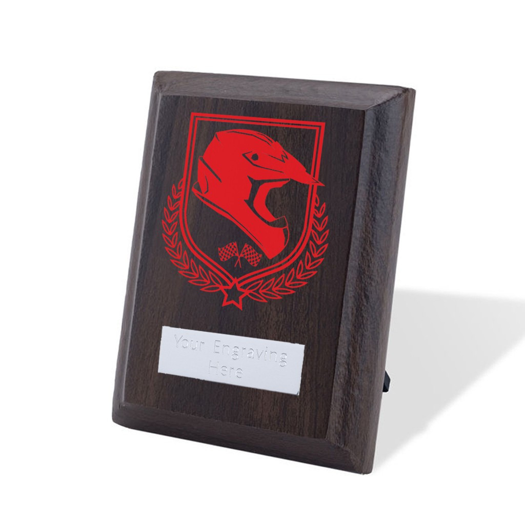 UV Colour Printed Motorsport Walnut Plaque with Strut