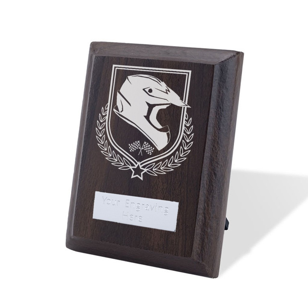 UV Colour Printed Motorsport Walnut Plaque with Strut