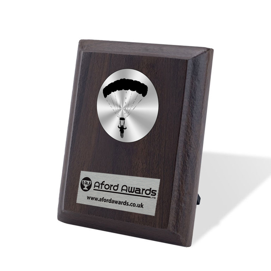 Paragliding Walnut Plaque with Strut