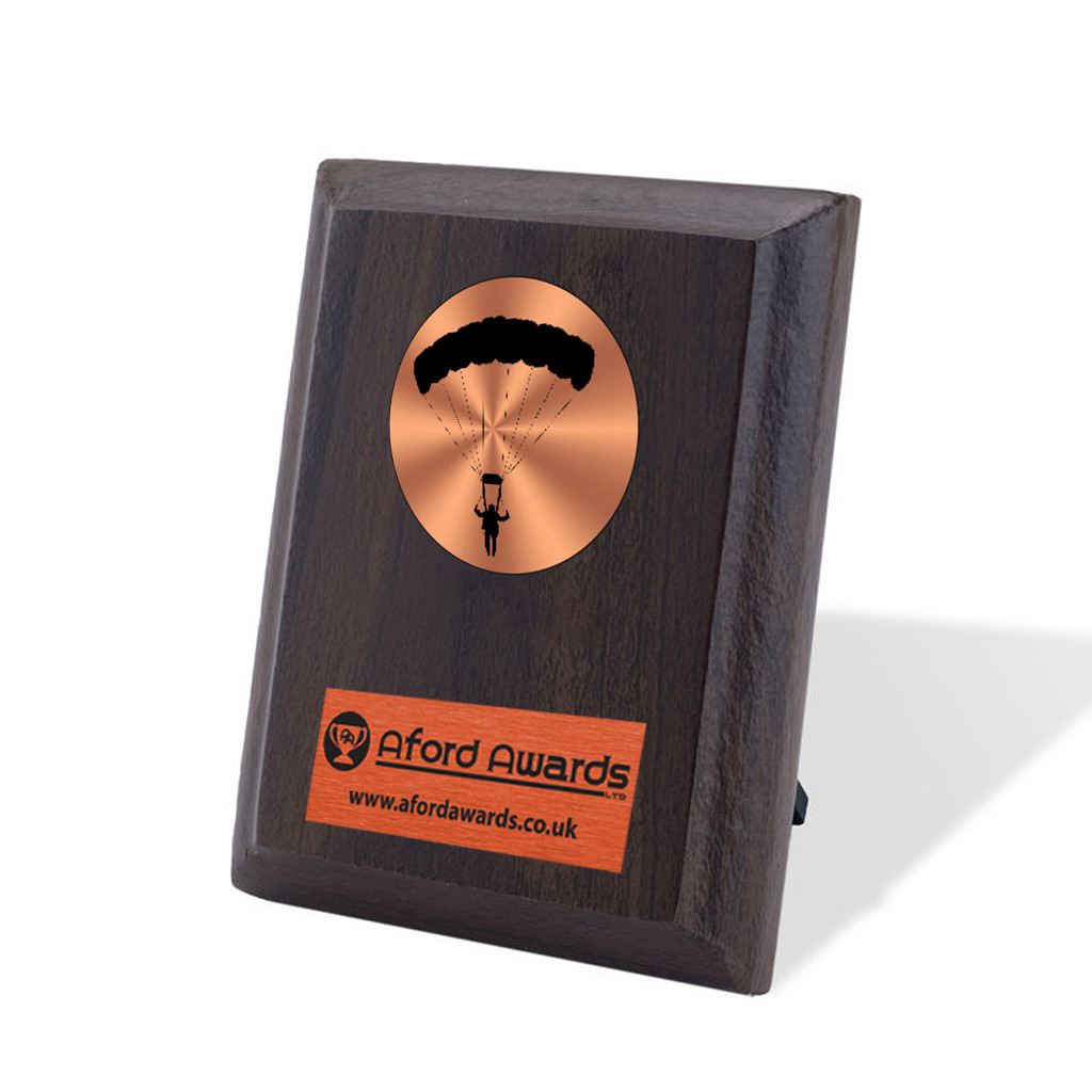 Paragliding Walnut Plaque with Strut