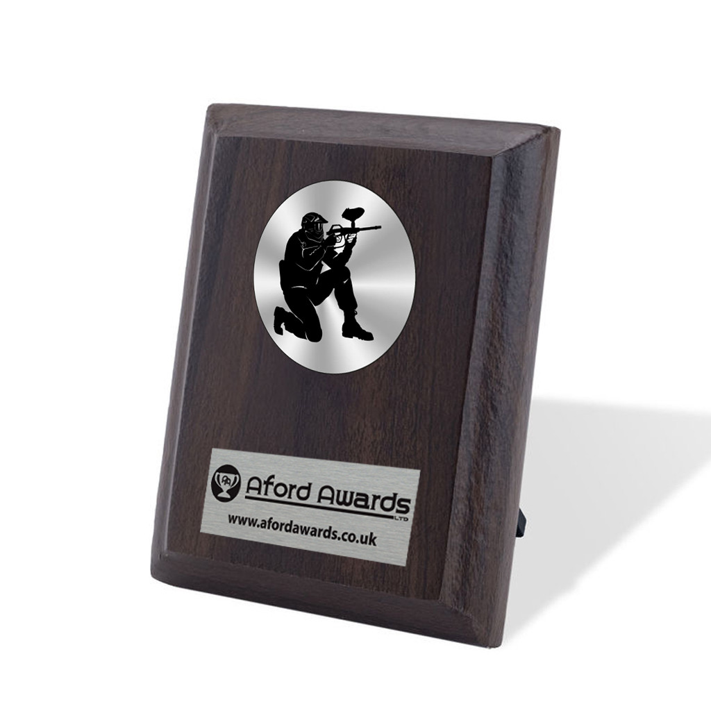 Paintball Walnut Plaque with Strut