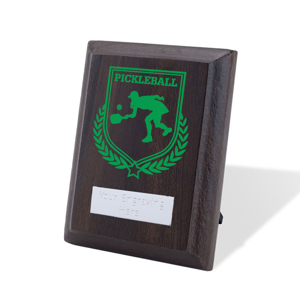 UV Colour Printed Pickleball Walnut Plaque with Strut