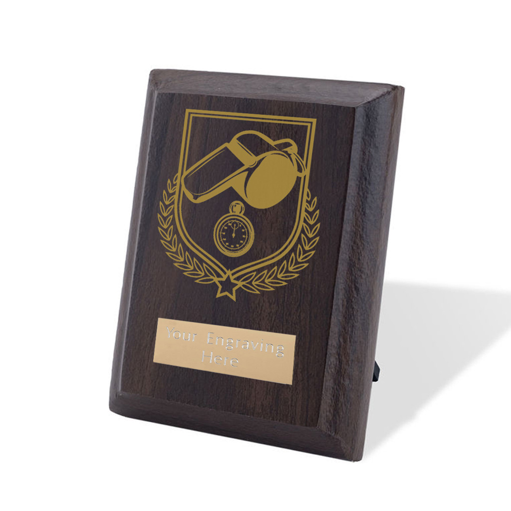 UV Colour Printed Referee Walnut Plaque with Strut