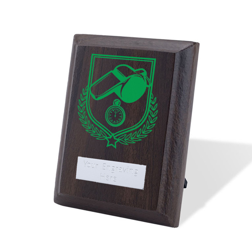 UV Colour Printed Referee Walnut Plaque with Strut